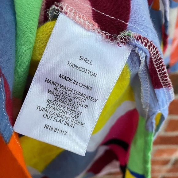 Plenty By Tracy Reese Womens XS Multicolor Geometric Pullover Pintuck Top - Picture 7 of 10